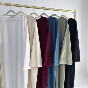 Abiti <span class=keywords><strong>donna</strong></span> Loriya sottile velluto a coste chiuso Abaya abiti islamici modesti inverno Abaya <span class=keywords><strong>donna</strong></span> abito musulmano con tasche - Product Image 6