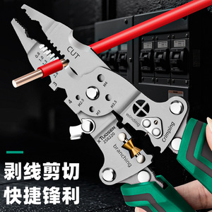 คีมตัดและปอกสายไฟแบบพับได้ Tuosen Tools พร้อมเครื่องทดสอบแรงดันไฟฟ้า ขนาดปากคีม 1 นิ้ว แบบหยัก สำหรับงานซ่อมไฟฟ้า - Product Image 2