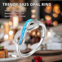 Bague infini en argent S925 avec opale, plaquée rhodium, pour femme, bijou d'anniversaire