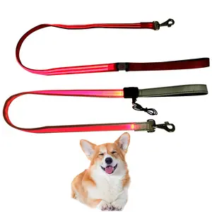 stocked polyester light-emitting fiber optic solar chargeable LED outdoor night warning dog walk thickened rush proof pet leash