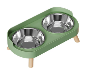 Bol double anti-renversement en acier inoxydable et plastique pour chats et chiens, protège les vertèbres cervicales, empêche les déversements, utilisation intérieure/extérieure - Product Image 3