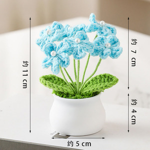 2025 Bán Buôn Cho; Món Quà Ngày Ngày Nhân Tạo Hoa Crochet Handmade Dệt Kim Len Hoa Trong Nồi - Product Image 4