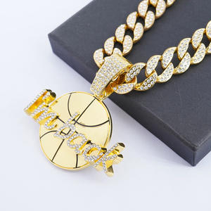 <span class=keywords><strong>Sono</strong></span> <span class=keywords><strong>tornato</strong></span> collana con ciondolo da basket a catena completa con placcatura in oro alla moda catene in lega di zinco per uomo e donna regalo buddista - Product Image 2