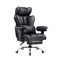 Fauteuil Ergonomique Relevable Grand Modèle en Cuir PU avec Repose-Pieds, Accoudoirs Réglables et Design Moderne à Pieds Coniques en Acier Inoxydable