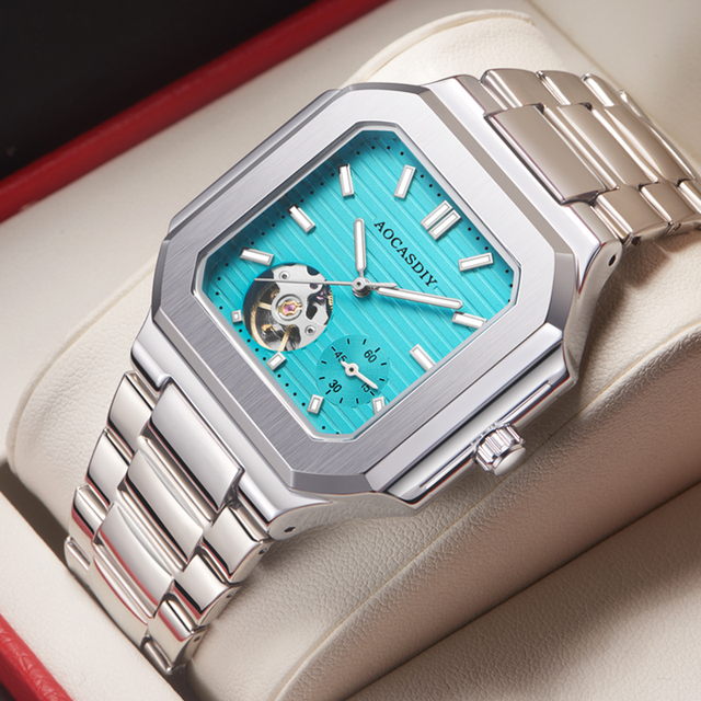 Luxury Stainless Steel Automatic Mechanical Watch Hollowed Out square Men's Chronograph Watch Big Brand Looking Selling Style
