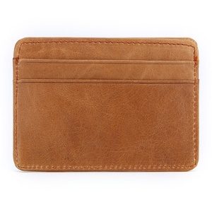 Boshiho Vintage Style Men's Slim Genuine Leather Minimalist Business Credit <b>Card</b> <b>Holder</b> Brown/Black - Product Image 1