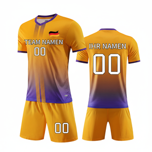 ชุดเสื้อและกางเกงฟุตบอลทีมสั่งทำพิเศษ ระบายอากาศได้ดี โลโก้ด้านหน้าแบบตาข่าย สำหรับผู้ใหญ่ทุกเพศ  ขั้นต่ำในการสั่งซื้อน้อย ชุดฟุตบอลคุณภาพดีที่สุด - Product Image 1