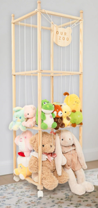 Solid Wood Tall Plush Toy Organizer - Vertical Space-Saving <strong>Storage</strong> For Kids' Nursery &amp; Playroom - Product Image 4