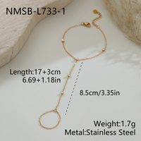 Bracelet de main en acier inoxydable plaqué or PVD avec zircon, chaîne de doigt minimaliste, bracelet harnais pour femme, bijoux quotidiens