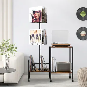 JH-Mech - Suporte giratório para discos de vinil, suporte giratório para discos de vinil com armazenamento de vinil para até 200 álbuns