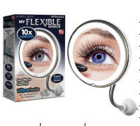 Miroir de maquillage avec lumière LED 10X grossissant avec tuyau flexible bas ventouse miroir col de cygne tige miroir d'aspiration - Product Image 5
