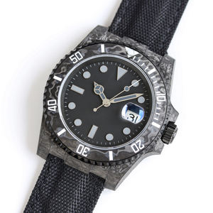 Montre chronographe en fibre de carbone noire, lunette rotative de haute qualité, chronomètre, ultra-légère, montre de sport d'extérieur - Product Image 2