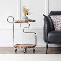 Table basse mobile Botai en bois massif de style nordique moderne, chariot miniature en acier inoxydable, mobilier de salon pour petits espaces, vente en gros