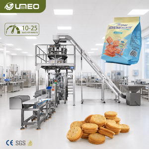 Ensacheuse automatique multi-têtes inclinée pour sachets à quatre soudures, emballage plastique, crème de fromage, biscuits croustillants - Product Image 1