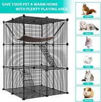 Cage pour animaux de compagnie à 3 niveaux, à monter soi-même, pour l'intérieur, maison pour chat, enclos en fil métallique détachable avec hamac pour 2 chats, furet, chinchilla