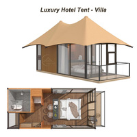 Tente de luxe semi-permanente avec salle de bain pour glamping haut de gamme en montagne (pour les intempéries)