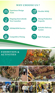 Bouquet artificiel de 40 cm avec 11 <span class=keywords><strong>t</strong></span>êtes de corail et de santolina, <span class=keywords><strong>83</strong></span> feuilles, en plastique écologique durable, pour décoration intérieure de bureau - Product Image 6
