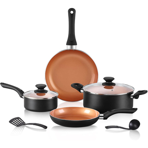 Juego de 7 Ollas con Tapas de Vidrio y Asas de Baquelita, Aptas para Lavavajillas y Horno, para Estufas de Gas e Inducción, Juego de Utensilios de Cocina de Cerámica - Product Image 1