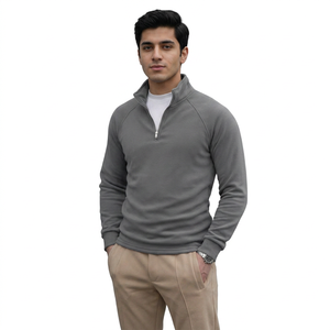 Felpe con cappuccio da uomo personalizzate 14 Zip collo finto felpa in cotone poliestere felpa per Jogging modello stampato per l'autunno - Product Image 1