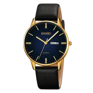 Skmei 2250 marca personalizado relógio masculino pulseira de couro genuíno resistente à água calendário casual relógio de fábrica