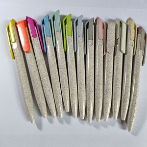 Eco-Friendly Wheat Straw Ballpoint Pens Custom Logo Sports Body Biodegradable Plastic Material Promotional 1.0mm - Product Image 3