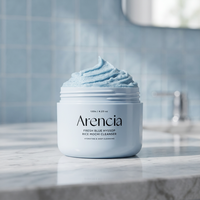 Nettoyant Mochi au riz et hysope bleu Arencia 120g – Crème hydratante nettoyante en profondeur pour le visage, usage unisexe