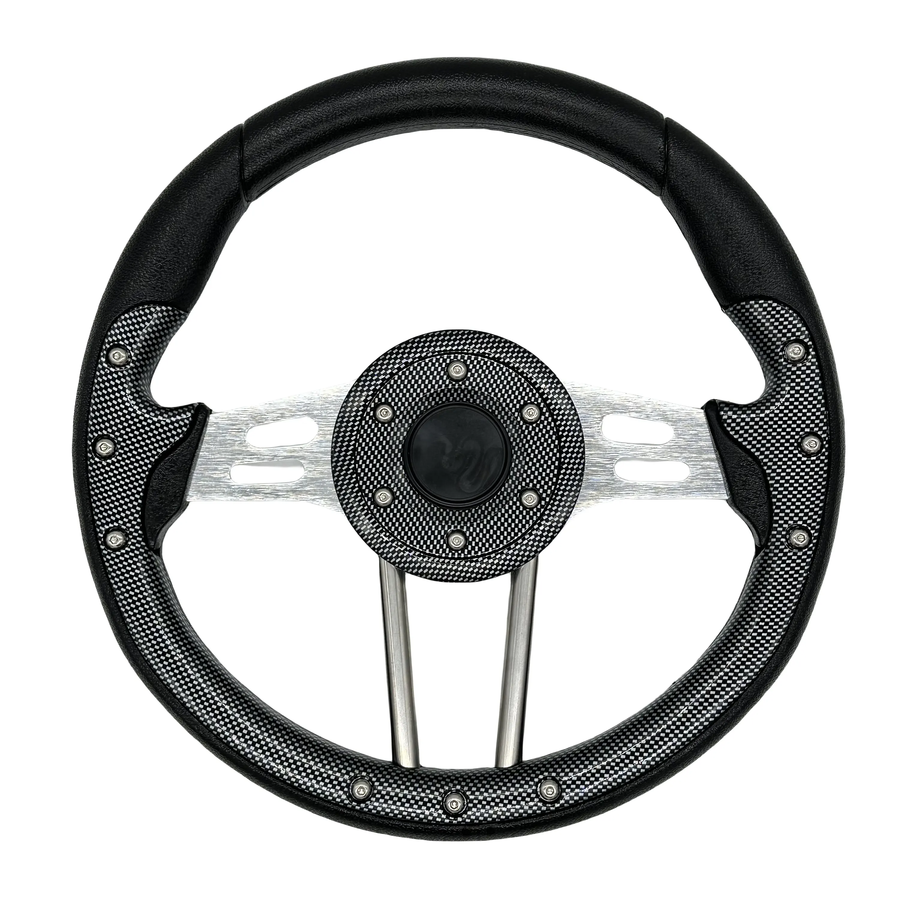 Universal 13 Inch Carbon Plastic PU Boat Steering Wheel Drift Golf Cart Steering Wheel