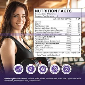 OEM/ODM Private Label <b>Creatine</b> <b>Monohydrate</b> for Muscle Strength Muscle Builder Energy Boost <b>Monohydrate</b> Gummies - Product Image 5