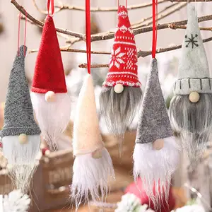 Gnome En Peluche De Noël Ornements De Noël Suspendus Décorations Gnome Chapeau Tomtees Peluche Scandinave Santa Barbe Ornements