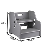 Escabeau pliant en bois pour tout-petits à 2 marches, tour d'apprentissage convertible pour enfants, marchepied de sécurité pour salle de bain et cuisine, chaise d'aide pour bébé