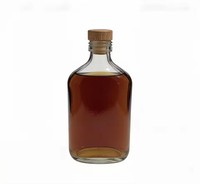 Bouteille en verre plate simple Sishang 250 ml avec couvercle minimaliste, scellée, pour spiritueux et boissons, durable, élégante, réutilisable, pour cuisine et bar