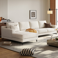 Canapés en forme de L de style minimaliste pour la maison, grands canapés en tissu crème avec coin salon, canapé en forme de L moderne pour salon