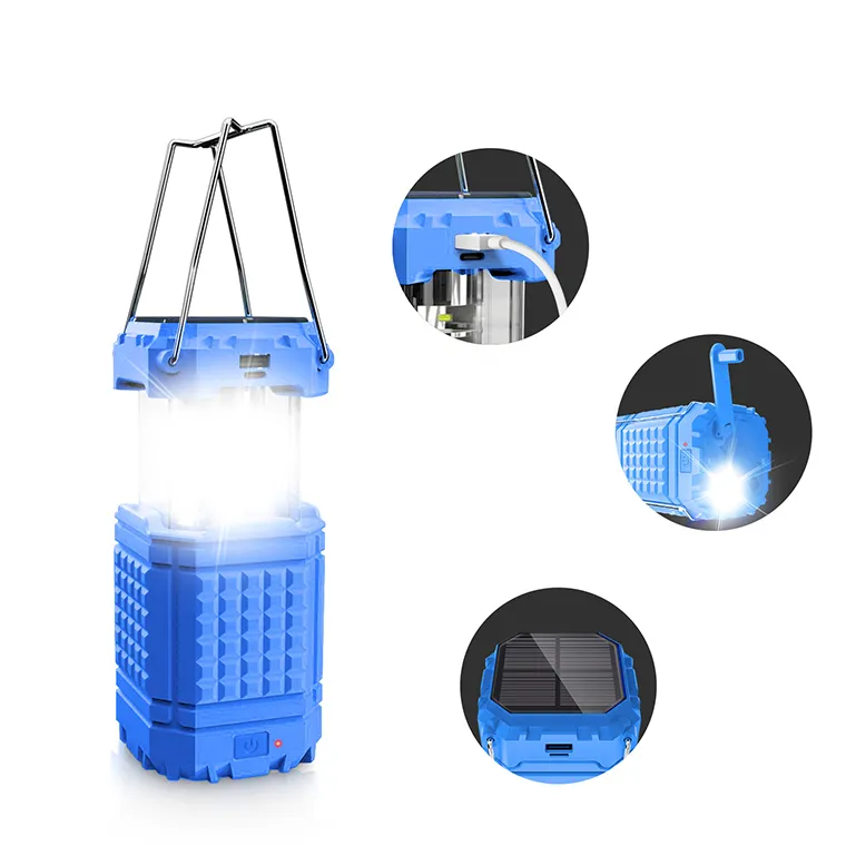 New Products Outdoor Rechargeable Usb Ce Charger 5000mah Power Bank Portable Light Lanterns Crank Hand Solar Led Camping Lantern