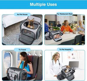 Échantillon gratuit : Sac de transport pour animaux de compagnie approuvé par les compagnies aériennes, grand format, souple, extensible sur 4 côtés, pliable, pour chat, conforme aux normes TSA - Product Image 3