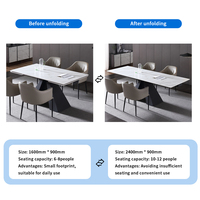 Ensemble de table à manger moderne de luxe en pierre frittée, 1,2 m, 1,6 m, 1,8 m, en acier au carbone, rétractable, rotation à 180°, mobilier de salle à manger