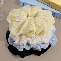 Daou 17cm Chouchous plissés surdimensionnés couleur unie personnalisés, Chouchous élégants faits à la main très élastiques pour femmes