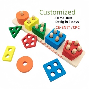 Juguetes <span class=keywords><strong>de</strong></span> apilamiento Montessori para niños pequeños, bloques <span class=keywords><strong>de</strong></span> construcción educativos tempranos, rompecabezas intelectuales <span class=keywords><strong>de</strong></span> madera con combinación <span class=keywords><strong>de</strong></span> formas geométricas - Product Image 2