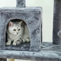 Tour de maison en bois moderne et écologique grattoir grand arbre à chats grimpant avec sisal animaux de compagnie jouet carton emballé fonction de jeu