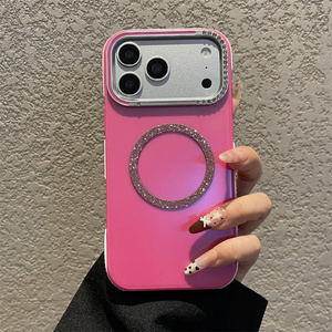เคสโทรศัพท์กันกระแทกแบบแม่เหล็ก ขอบเพชร กลิตเตอร์ สำหรับ iPhone 17 16 15 Pro Max  ฝาหลังโลหะด้าน สีสันสดใส ป้องกันกล้อง - Product Image 1