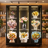 Vitrines réfrigérées commerciales sans givre pour fleurs avec portes en verre trempé et éclairage LED