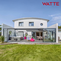 Véranda moderne insonorisée à triple vitrage en aluminium avec toit rétractable, isolation thermique, jardin d'hiver, serre extérieure, solarium