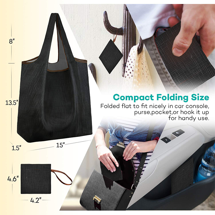 Wholesale custom foldable pocket tote bags printed polyester folding shopping grocery bag