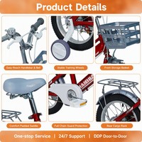 Vélo Enfant Personnalisé avec Logo d'Usine, Cadre en Acier Premium Sûr, Monovitesse, Roues d'Apprentissage, Panier, Porte-Bagages Arrière, Selle Réglable, Antidérapant