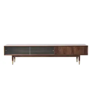 Solid wood living room furniture tea table combination Nordic Light luxury modern simple black walnut TV cabinet
