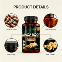 Suplemen Akar Maca Alami Murni untuk Distributor Global, Margin Keuntungan Tinggi, Pasokan Grosir 180 Kemasan, Produsen Cina, Campuran