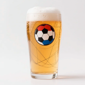 Vaso de cerveza con diseño de fútbol, ​​taza de vidrio transparente para fiestas, tema deportivo, 1 pieza - Product Image 1