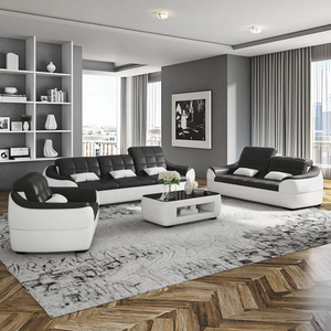 Nuevo Diseño Moderno, Juego de Sofás de Cuero Genuino en Cualquier Color, Muebles para el Hogar - Product Image 1