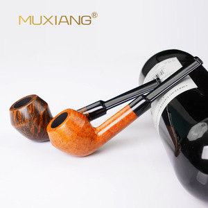 Muxiang Wooden Smoking Pipe Bent Type Solid Wood Tobacco Pipe For Men Gift - Product Image 2