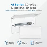 Boîte de distribution dissimulée AI-20 à 20 voies, panneau en plastique blanc solide, entièrement en plastique, IP30, boîte électrique résidentielle