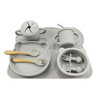 Ensemble de repas pour bébé en silicone de qualité alimentaire, incassable, durable, coloré, sûr, avec logo personnalisé, sans BPA, à ventouse, à bas prix
